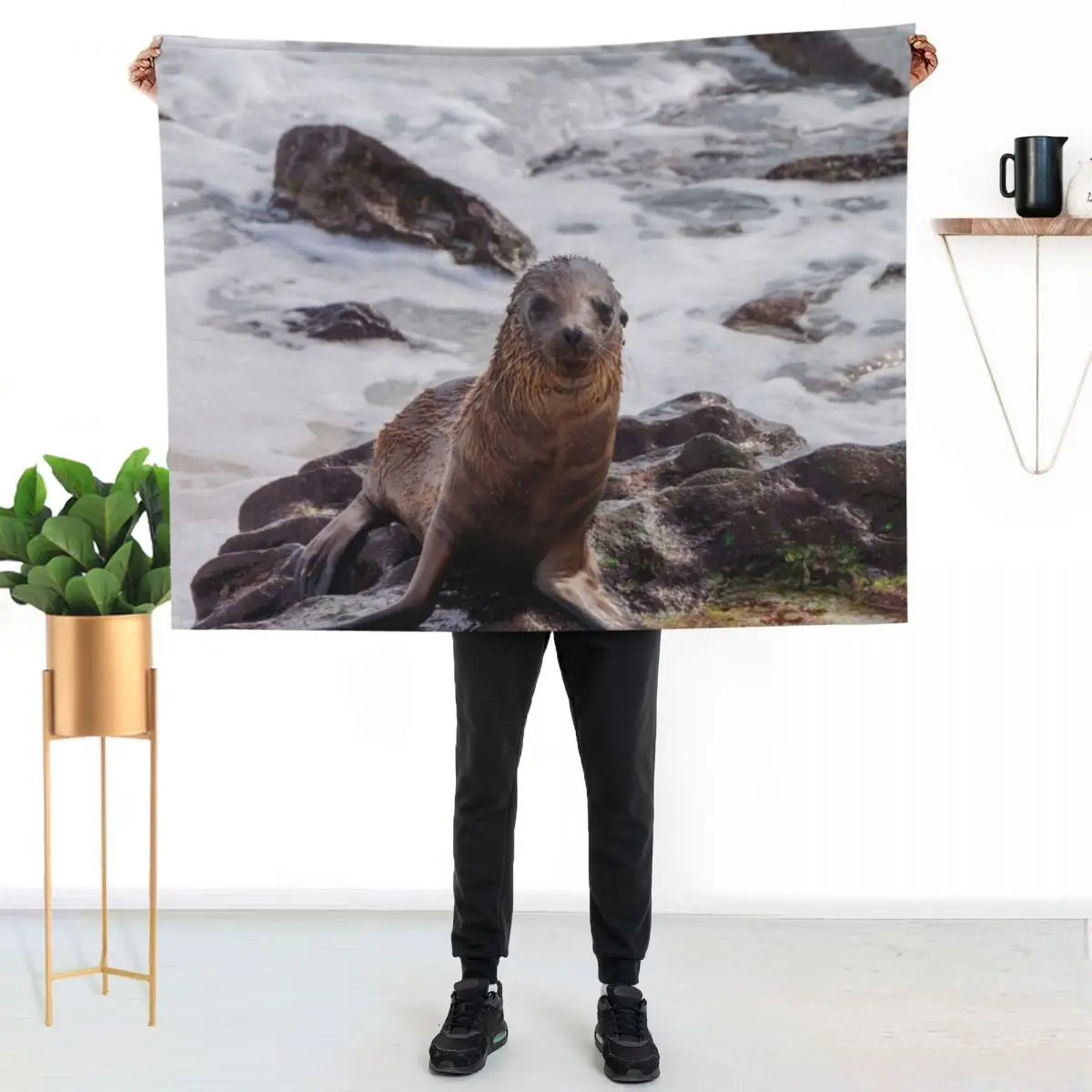Sea Lion on the Shore Throw Blanket wednesday For Baby cosplay anime Single blankets ands decorative Blankets