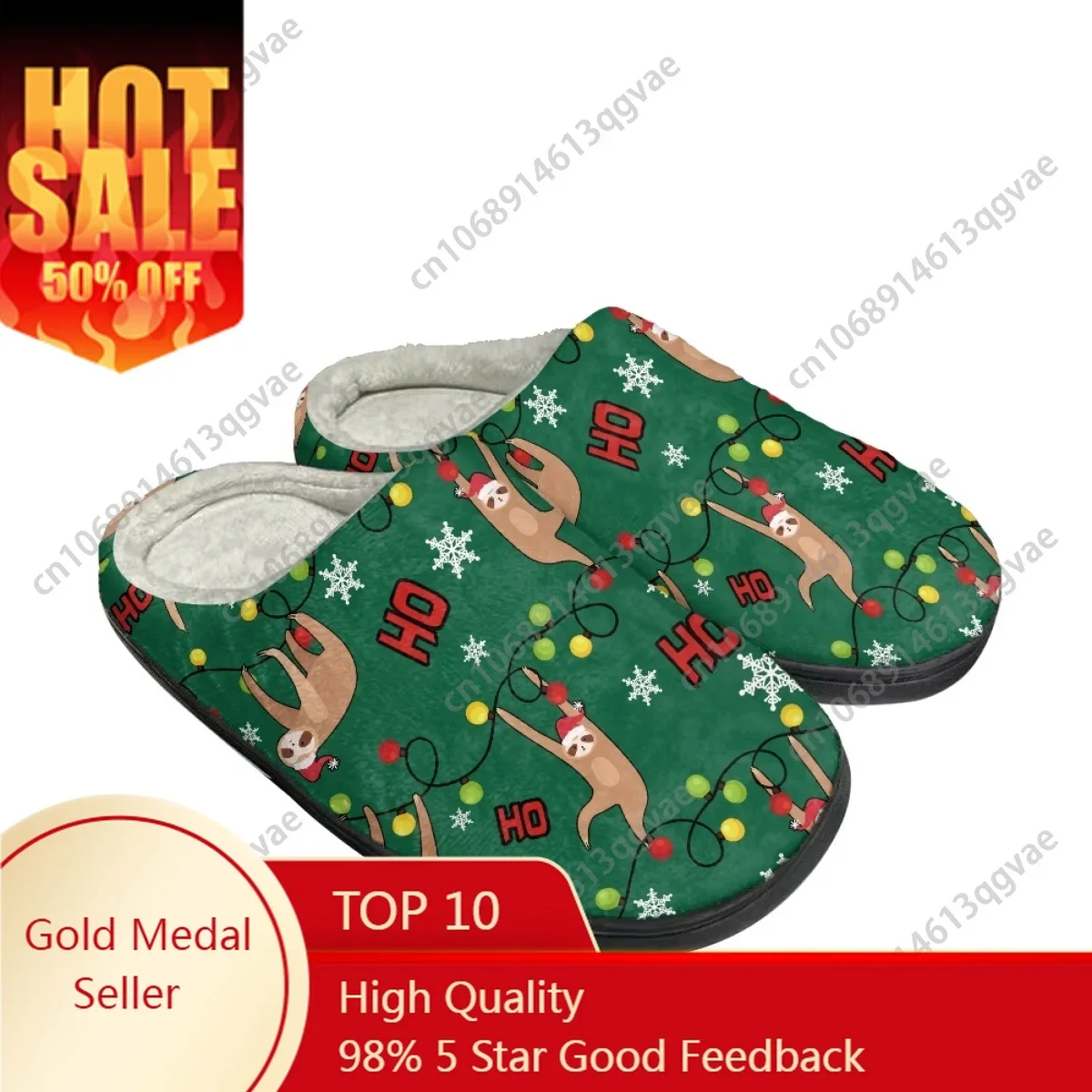 

Christmas Cute Animal Theme Pictures Scarf HOHO Home Cotton Slippers Mens Womens Teenager Plush Bedroom Keep Warm Custom Slipper