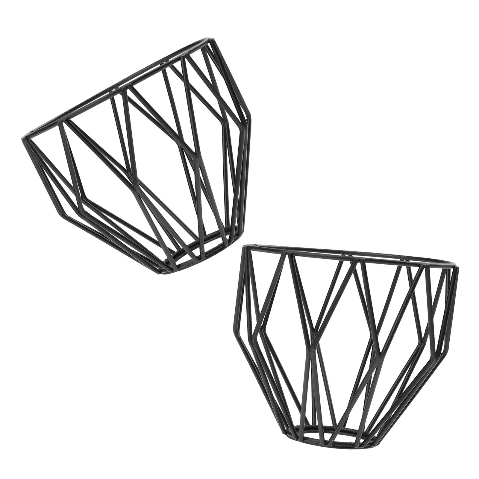 2Pcs Black Iron Wire Cage Lampshade Industrial Pendant Light Rustic Hanging Light Fixture Vintage Wire Lamp Cover for Living