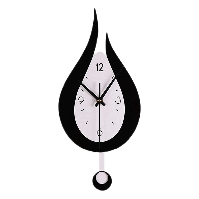 

Modern Water Drop Shape Clock Swingable Swing Wall Clock Mute Bedroom Wall Clock Creative Home Living Room Decoration-C