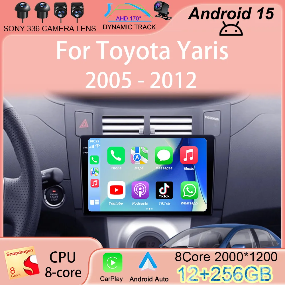 

Android 15 Carplay for Toyota Yaris 2005 2006 2007 2008 2009 2010-2012 Car Radio Multimedia Player GPS 2Din Stereo Head Unit DSP
