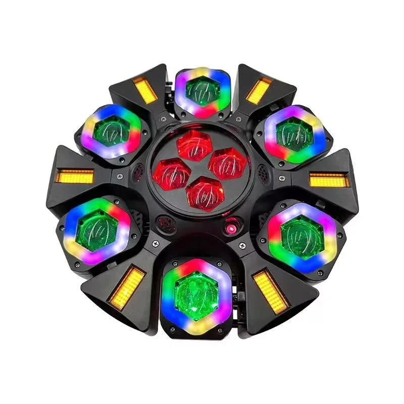 160W Alien No.6 6 Arm UFO Stage Light Red/Green Laser Gold Strobe Light RGBW CREE LED DMX512 Bar Club Wedding Live