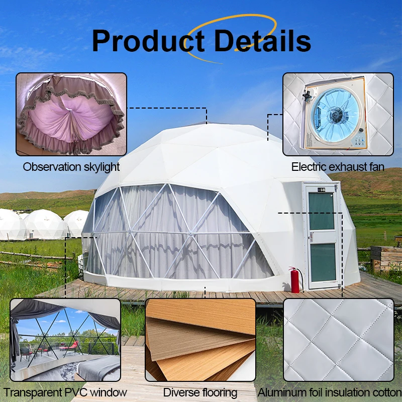 

Luxury Roof Pvc Prefab Transparent Geodesic Dome Hotel Glamping Tent House Desert Round Dome Tent For Camping