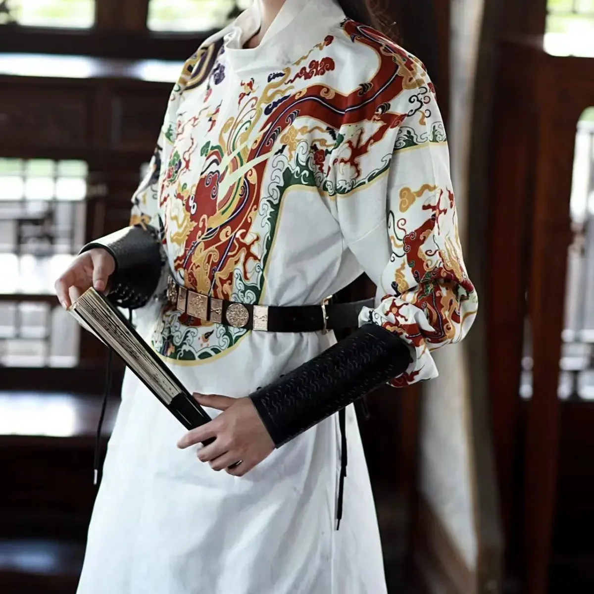 2024 chinese traditional tang style round neck robe for men and women flying fish couple suit  spring and autumn ming hanfu set