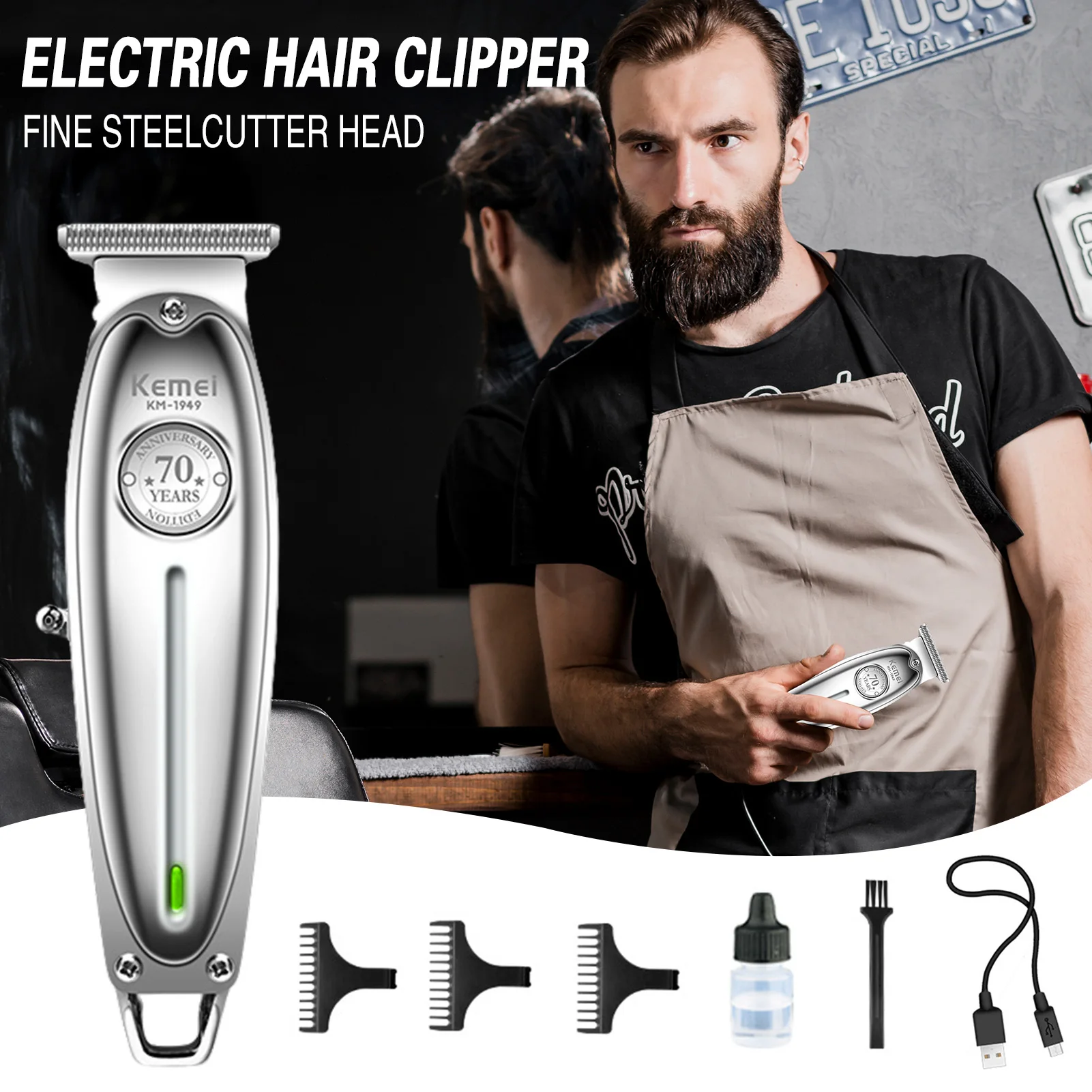 Hairdressing Trimmer Electric Clipper Sharp Blade Electric Clipper with Indicator Light for Haircut Beard Shaver Barbershop