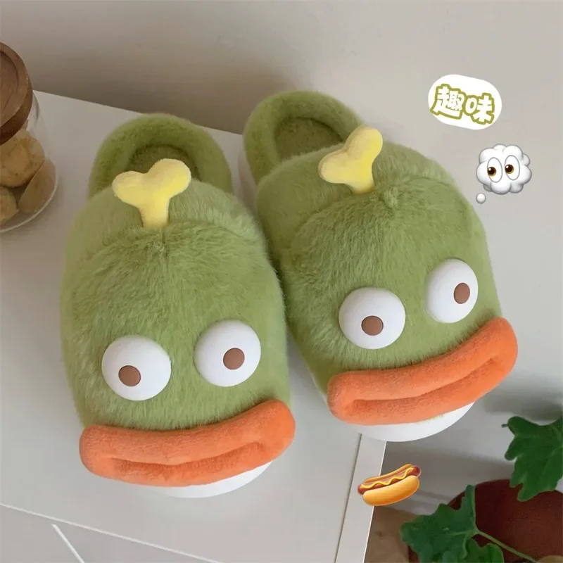 Cute home warm plush soft bottom cotton slippers creative new weird clown fish fashion winter head cotton slippers female