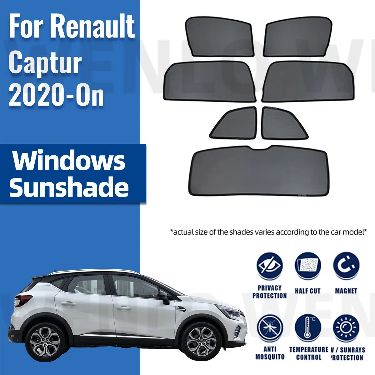 

For Renault Captur 2020-2023 Magnetic Car Sunshade Visor Front Windshield Frame Curtain Rear Side Baby Window Sun Shade Shield