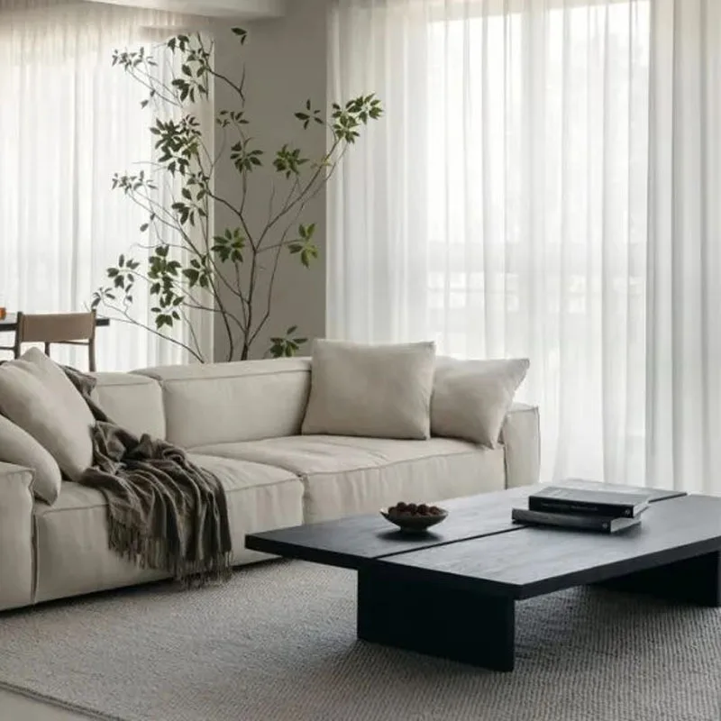 

Nordic solid wood coffee table, household small apartment rectangular sofa