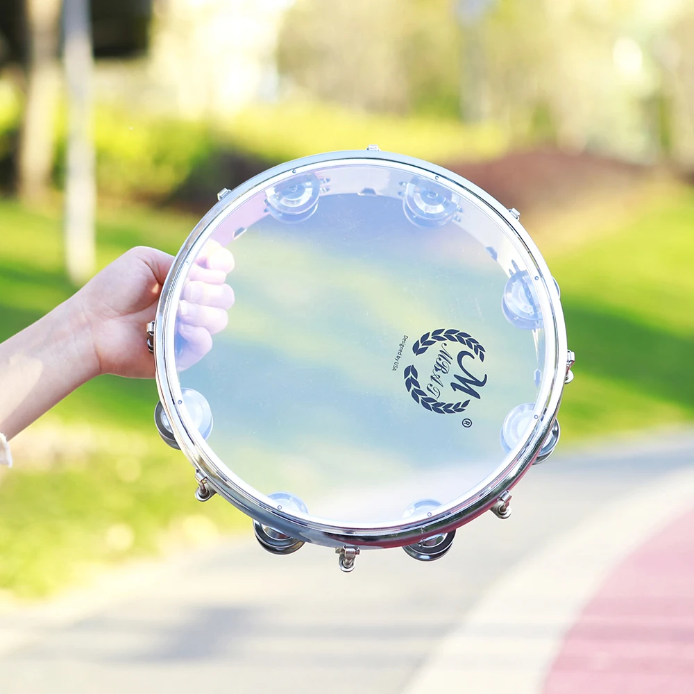 طبلة يدوية على شكل جرس يدوي مقاس 8/10 بوصة مع أداة قرع الأناشيد ذات صف مزدوج لـ KTV / Festiva / Partyl / الاحتفال #3