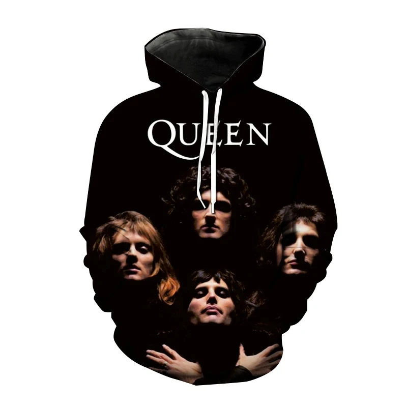 Hoodies Rock Queen Band Freddie Mercury 3d Print Sweatshirts Men Women  Hooded Oversized Hoodie Kids Pullover Sweatshirts Coat