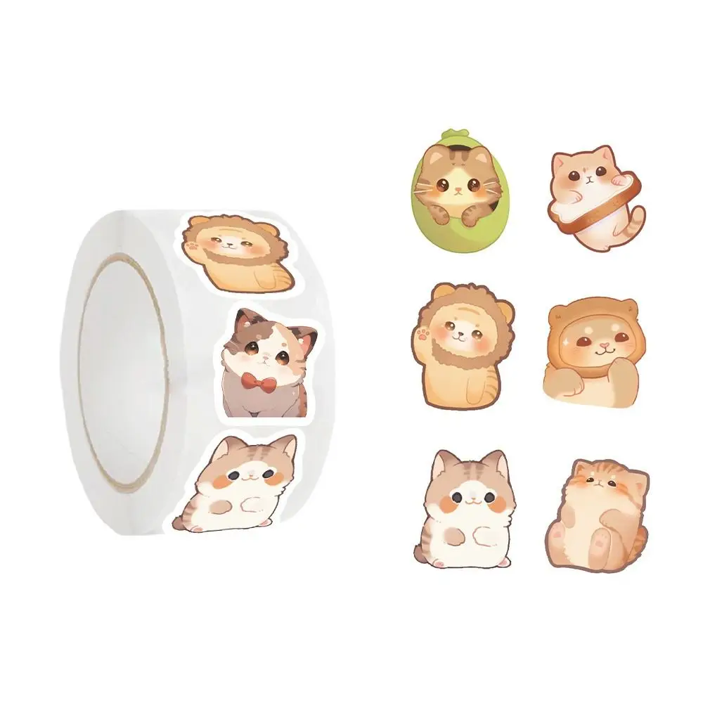 Lovely Adhesive Cute Cat Stickers Fashion Kawaii Cat Sealing Label DIY Paper Cartoon Cat Adhesive Tape Hand Ledger