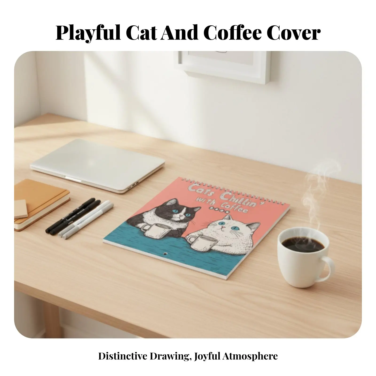 

Cat Coffee 2026 Wall Calendar, Chillin Felines, Cartoon Cat Theme, Monthly Planner