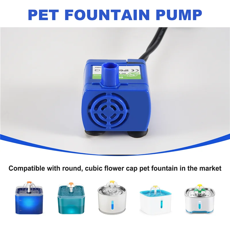 Bomba de fuente de agua B62B-Cat, bomba de fuente de agua para mascotas, bomba de repuesto, Motor de DR-DC160 para fuente redonda con tapa de flor para gato