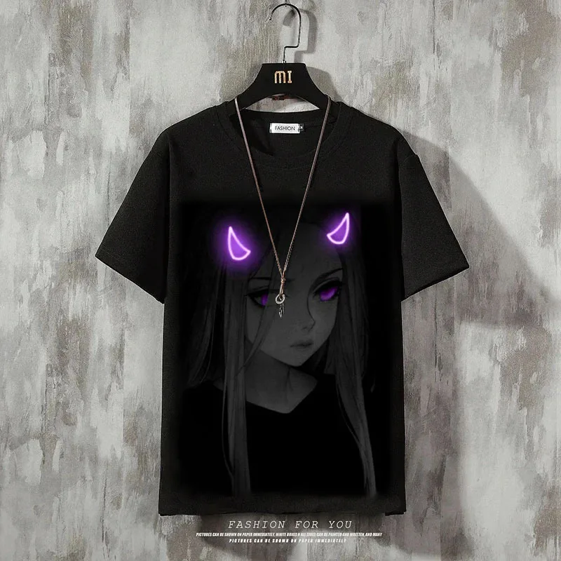 Anime Men\'s T-shirt Sexy Beauty 3D Printed T-shirts Harajuku Tees Short Sleeved Tee Casual Loose Oversized Men Y2k Clothing Tops