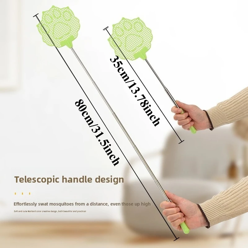 Telescopic Fly Swatter, Cat Paw Design, Effective Tool for Repelling Mosquitoes and Other Insects, Making It Ideal for Home Use