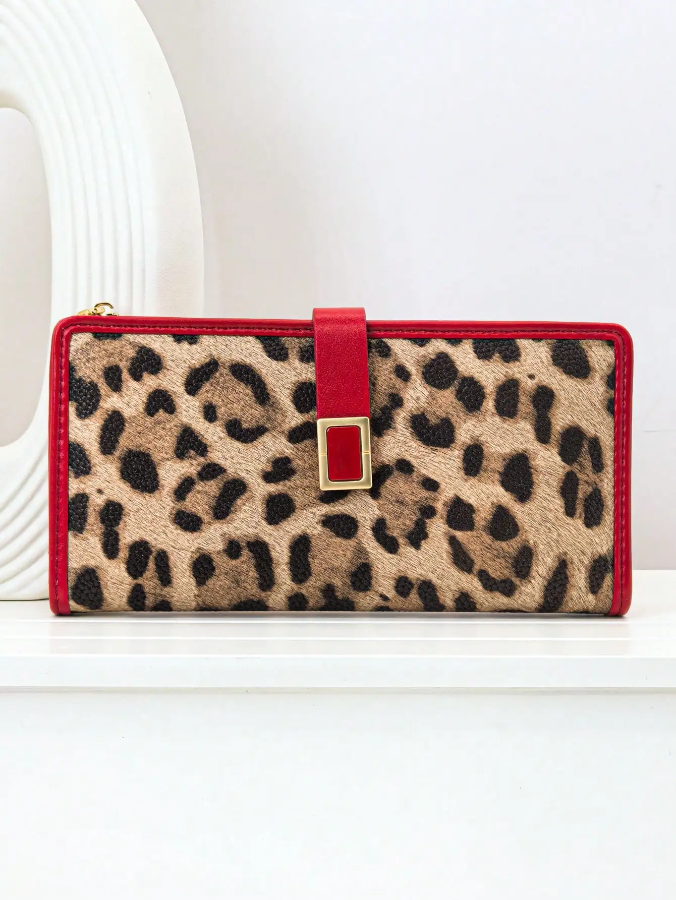 Women's Contrast Color Patchwork Wallet Fashion Leopard & Tree Grain Multifunctional Card Holder Clutch Elegant Snap Closure Young Student Large Capacity Zipper Coin Lightweight & Portable Suitable For Holiday Gifts For Women Wallet Purse Wallet