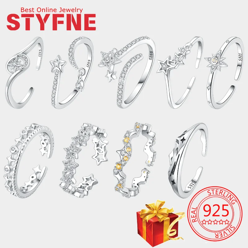 

Rings Sterling Silver 925 Star Moon ring for woman Suitable For Ladies' Anniversary Wedding,With Gift Bag