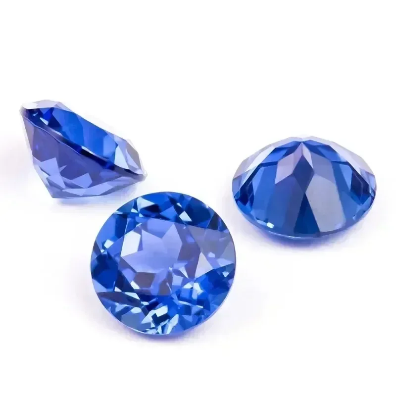 Lab Grown Sapphire Round Shape Royal Blue Color Small Size Gemstones for DIY Ring Necklace Earrings Making Extremely Shiny