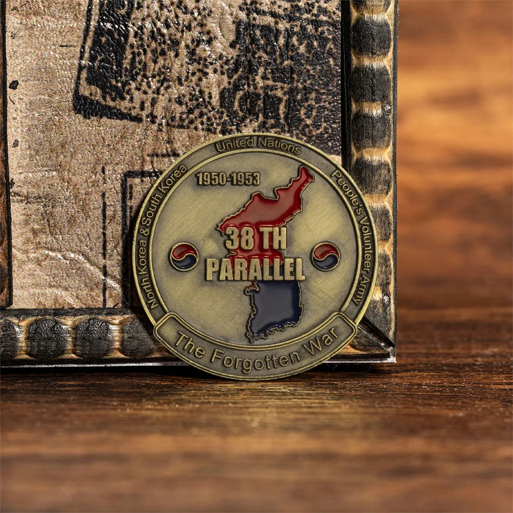 الحرب الكورية (1950-1953) الحرب المنسية 38TH الموازية النحاس مطلي تذكارية عملة الولايات المتحدة. الجيش التاسع عملات تذكارية