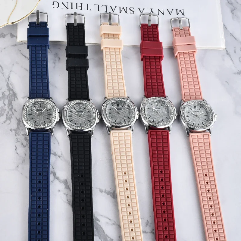 New Case Top Quality Women's Watch Business Square Zircon for Women Men Dial Leather Wrist Watch Reloj De Mujer