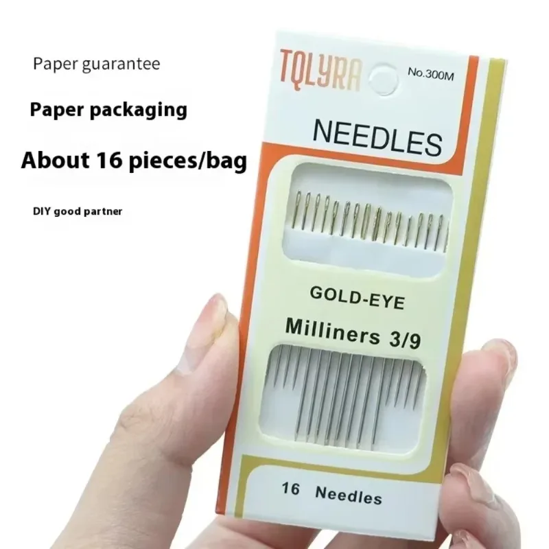 16 шт./пакет, позолоченные иглы для ручного шитья с большим ушком, толстые иглы для шитья, вышивка, ремонт одеяла, комбинация ручного шитья