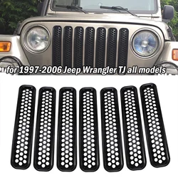 7PCS Front Grille Trims Front Grill Hollow Protective Cover Kits for 1997-2006 Jeep Wrangler TJ