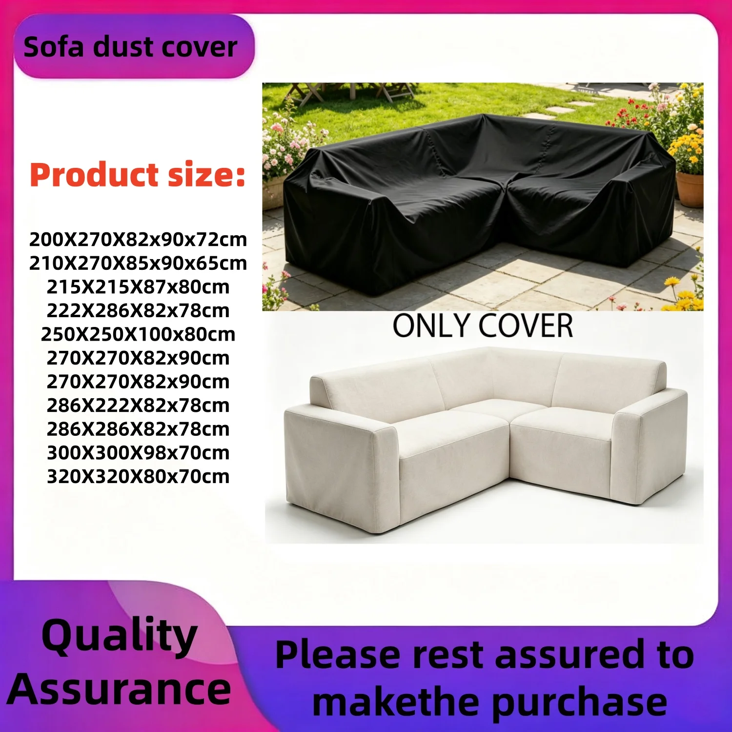 Outdoor Sectional Sofa Cover , This Garden Furniture Cover Is Specifically Designed for Outdoor V-shaped Sofas.