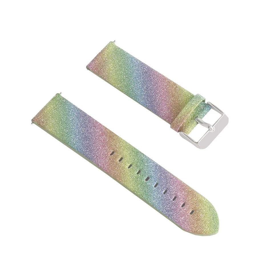 Leather Watch Strap for Samsung Galaxy Watch 42mm Active 2 Bling Replacement Glitter Watch Band Bracelet