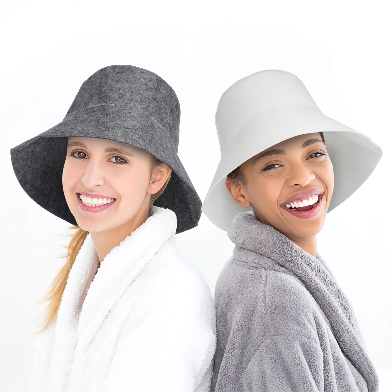 2 Pcs Sauna Hat Hats Shower Felt Bathing Cap For Men Women Hair Large Bucket Woman