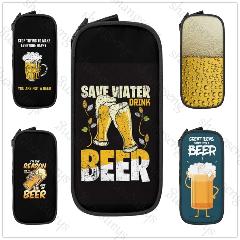 

Funny Beer Pencil case large capacity pencil case multifunctional stationery storage bag student learning supplies gift
