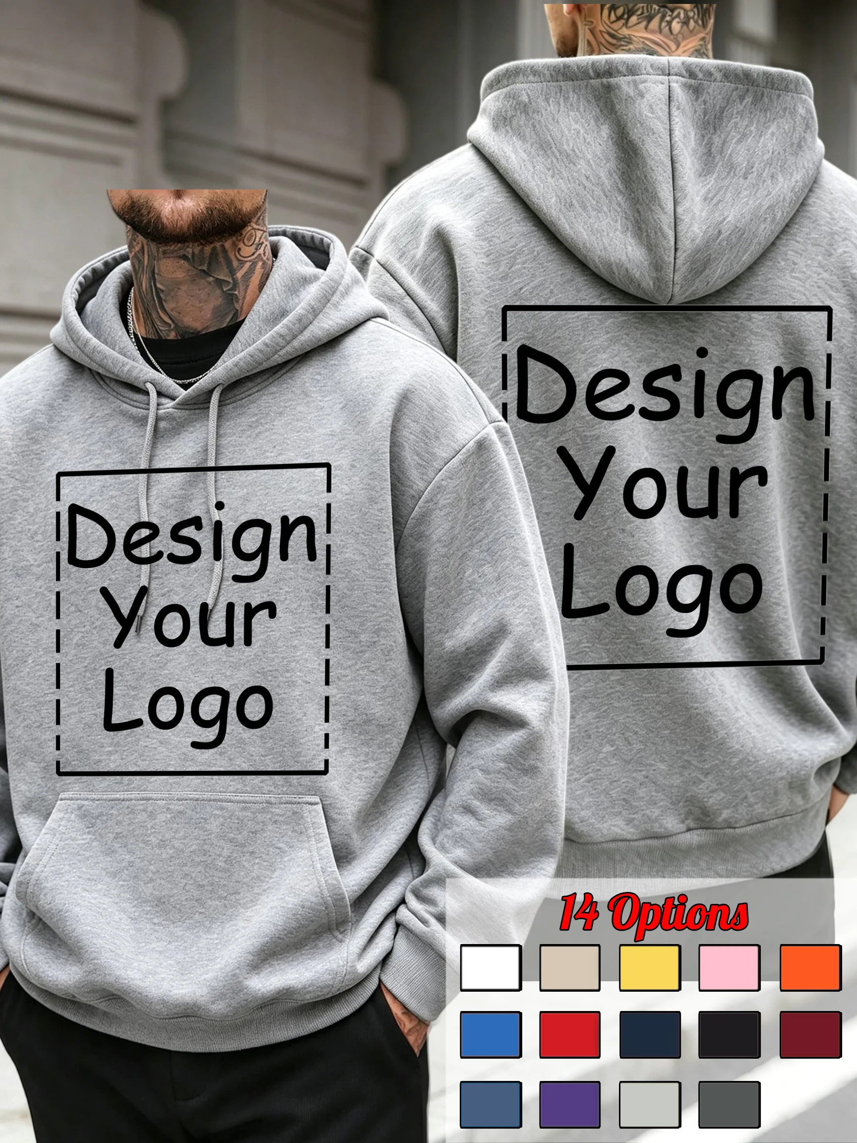 Personalized Customize Autumn Casual Team Hoodie Men Fleece Sport Basic Sweatshirts Street Office Top Daily All-match Workwear