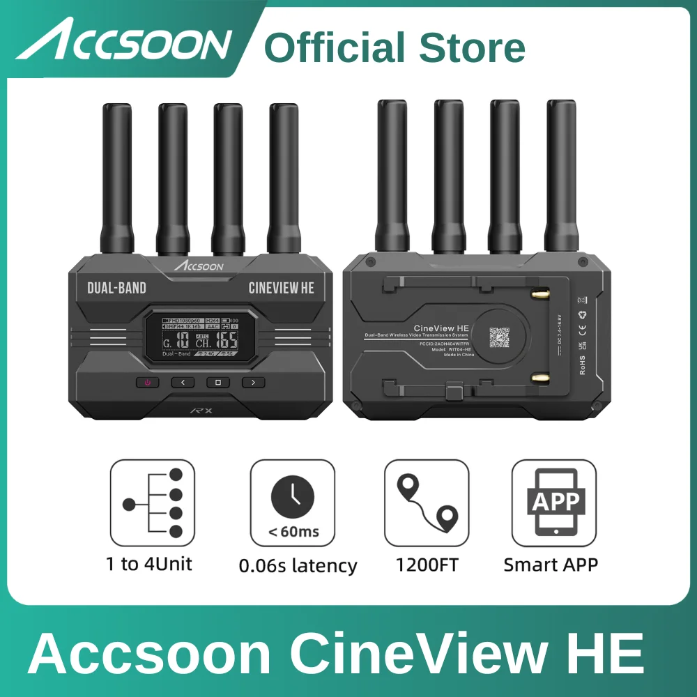 HDMI Accsoon CineView on bezprzewodowa kamera wideo nadajnik-odbiornik 2.4/5G hz dwuzakresowy transmisyjny Monitor przekaz na żywo z UV