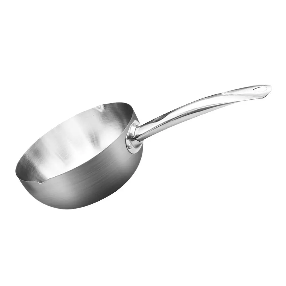 

Stainless Steel Milk 2.5L Heavy Duty Cooking Pan Smooth Handle Soup Stock Pot Flat Bottom Frying Pan Multi-Functional