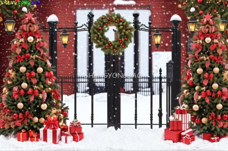 

Christmas Day New Year Party Photography Backdrops Prop Window Living Room Interior Xmas Tree Snow Theme Photo Background BG-44