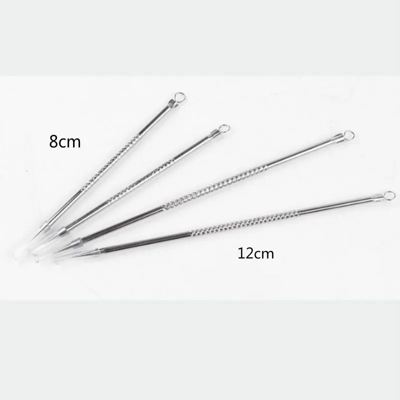2 Stuks Rvs Whitehead Mee-eter Acne Clips Puistje Remover Gezicht Cleaner Naalden Tool Voor Gezichtsverzorging Extractor Remover 8Cm