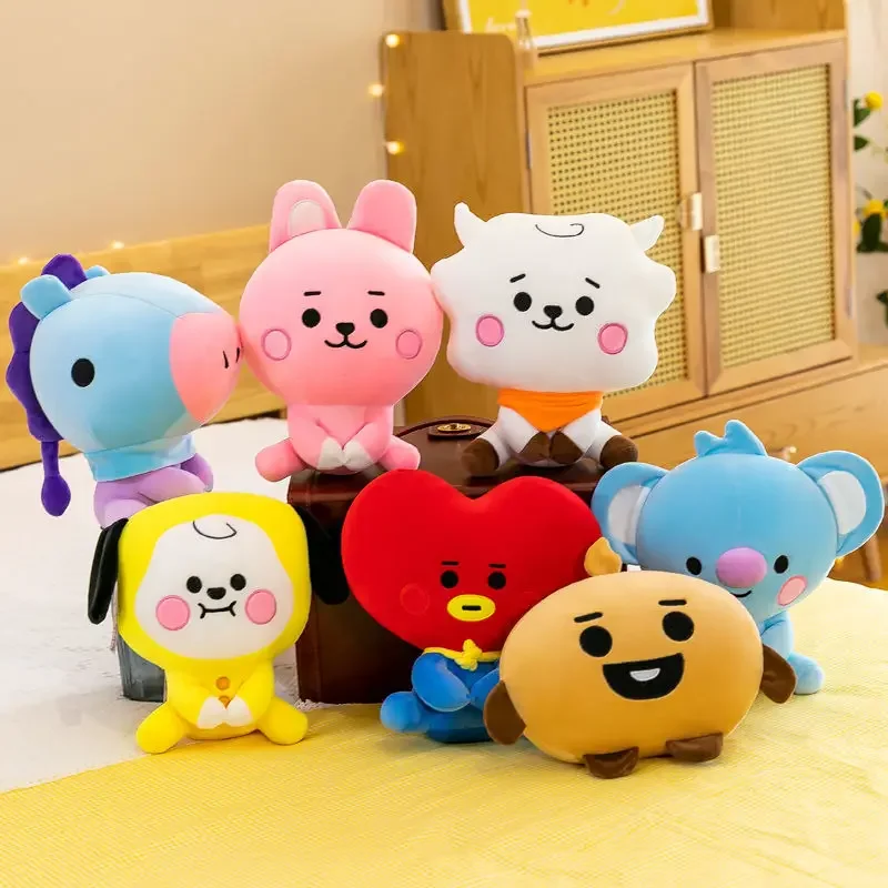 BT21 Anime Kawaii MANG COOKY Cute Girl Cartoon Car Pillow Creative Doll KOYA RJ Sofa Pillow Decoration Plush Toy Doll Kids Gift