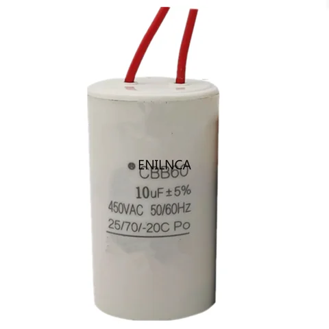1 шт. Конденсатор для запуска двигателя CBB60 450 В, 4 мкФ, 5 мкФ, 6 мкФ, 8 мкФ, 10 мкФ, 12 мкФ, 14 мкФ, 16 мкФ, 20 мкФ, 100 мкФ, пусковой водяной насос, воздушный насос омывателя топ 12 100-мм вентилятор 220 В - №12
