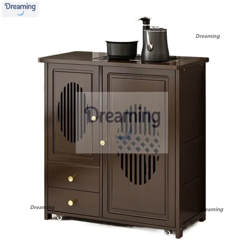 

Mobile table kettle integrated tea cabinet tea side few kung table side cabinet coffee table