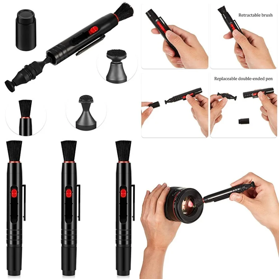 

3 Pieces Multifunction Lens Cleaning Pen Brush for Optics Screen Cleaning Pen for Camera SLR Telescope Magnifying Glass Binocul