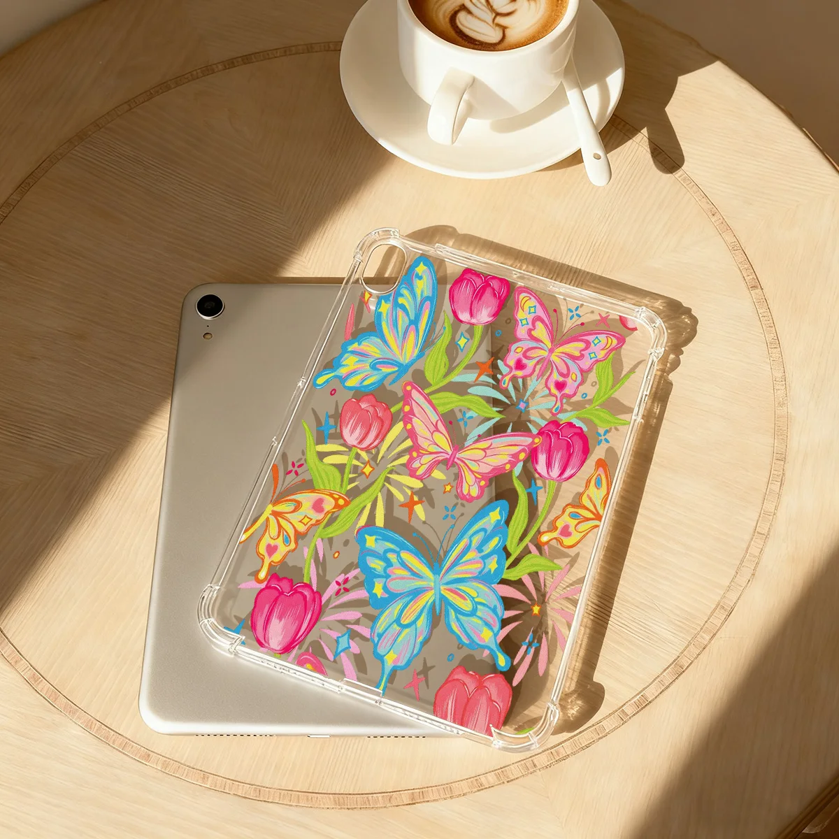 Clear Tablet Case for Apple iPad Pro 9.7 10.5 12.9 13 Air 3 11 13 mini 5 6 7 Shell Gradient Butterfly Tulip Print Retro Artistic