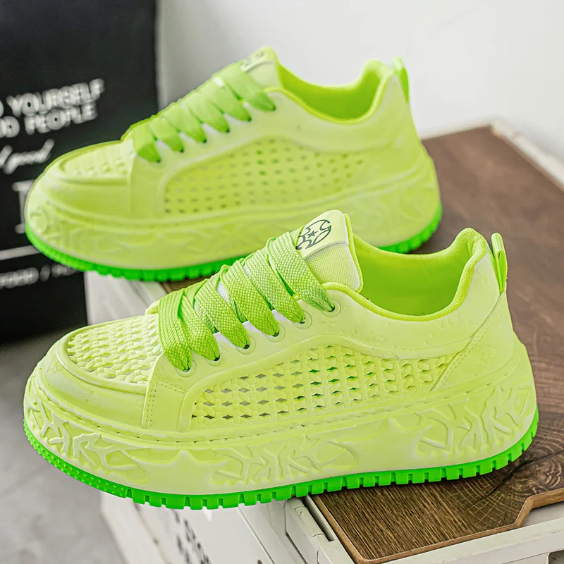 

Summer Hollow Skate Shoes Man Chunky Shoes Trend Green Original Men's Sneakers Low Top Casual Sports Shoes Men chaussure hommes