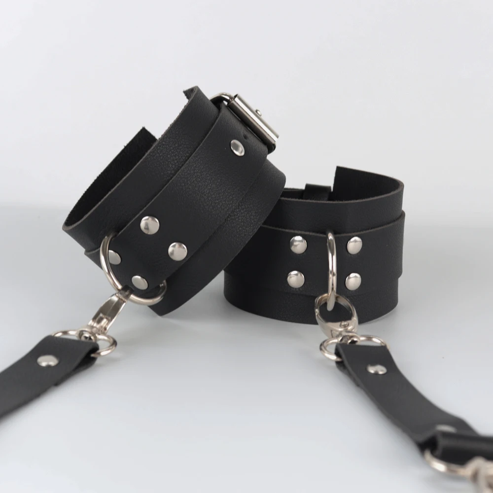 UYEE 2PCS Harness Bondage Bracelets For Women PU Leather Handcuffs Fetish Lingerie Adult Games Couples Festival Accessories Rave