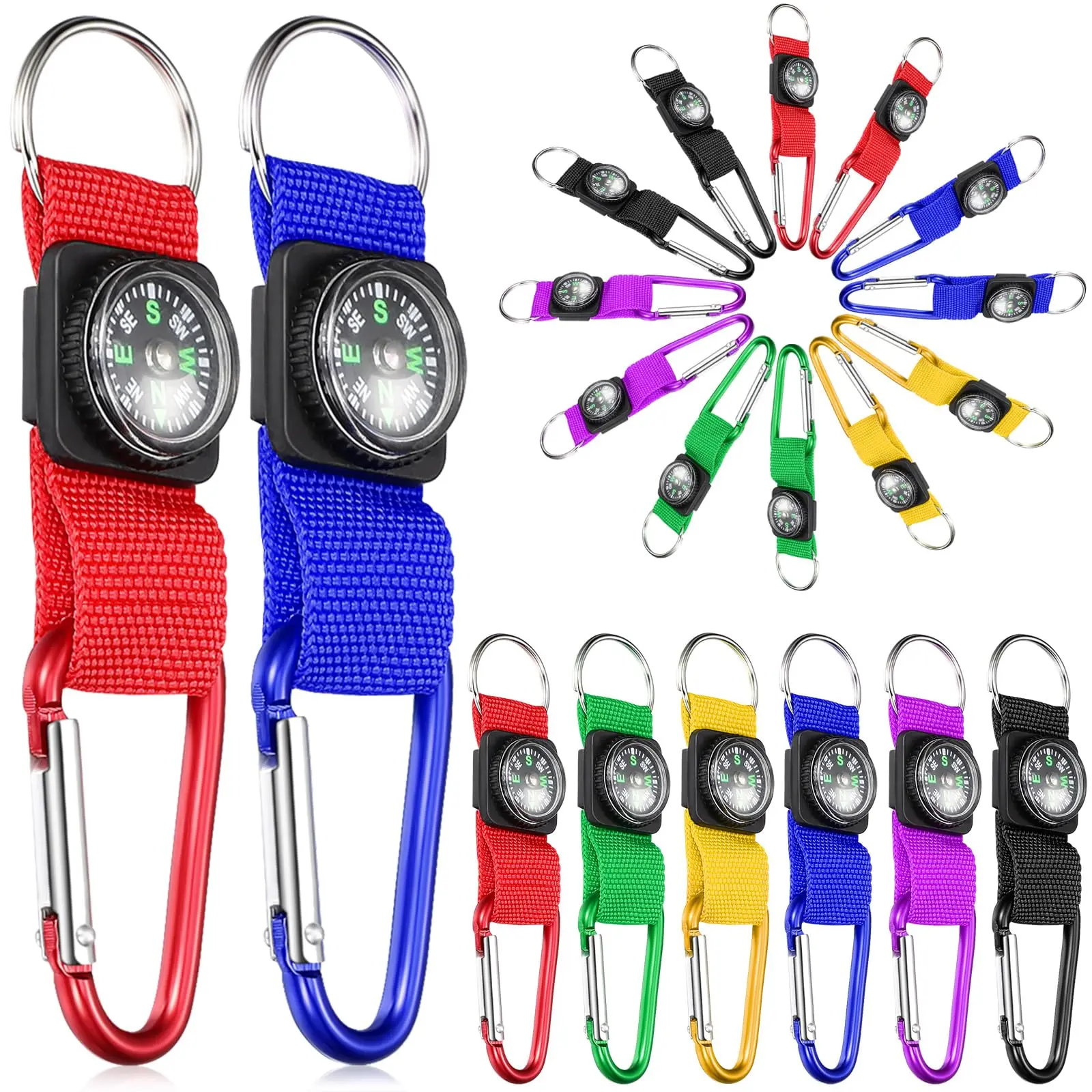 

36-Pack Mini Metal Compass Keychains With Carabiner Clips For Hiking Camping Outdoor Survival And Party Giveaways