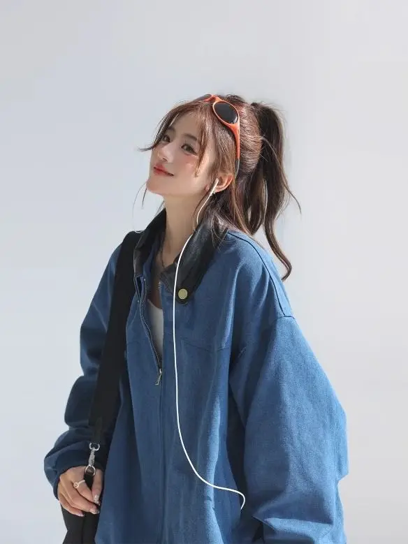 

Jackets For Woman Women'S Coat Corduroy Patchwork Loose Oversize Plaid Navy Print Button Casual Young Big Size Thick Soft Autumn