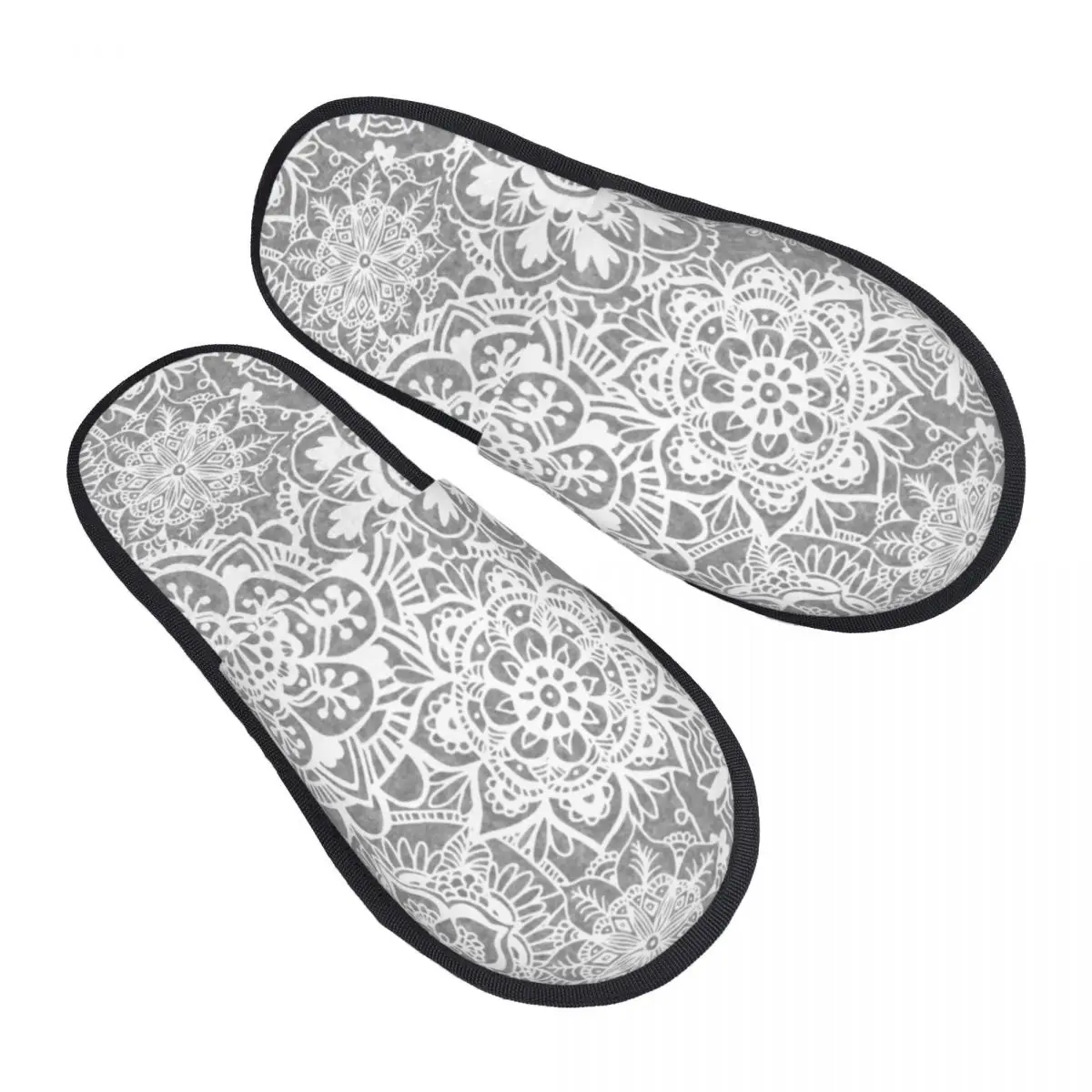 

Grey Mandala Buddha Buddhism Flower House Slippers Women Cozy Memory Foam Boho Floral Pattern Slip On Bedroom Slipper Shoes