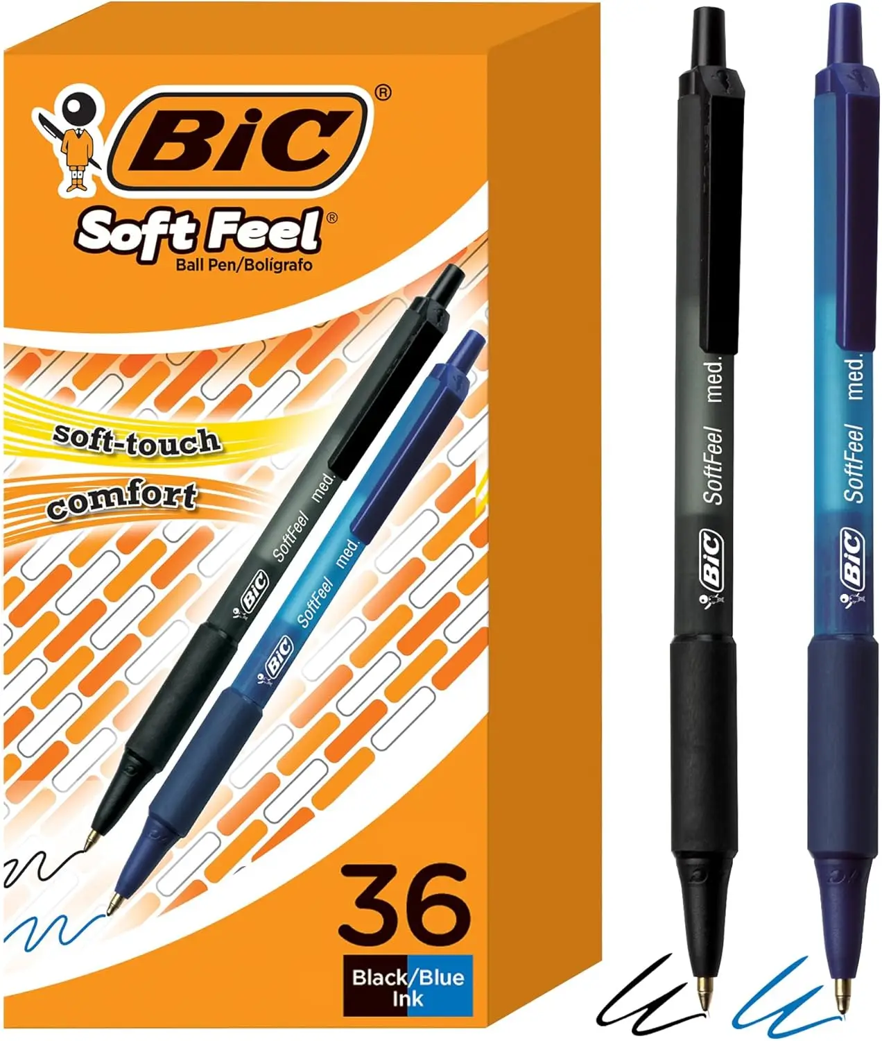 

Soft Grip Retractable Ballpoint Pens, 36-Pack with 1.0mm Medium Point for Smooth Writing - Ideal for Office, School & Home Use