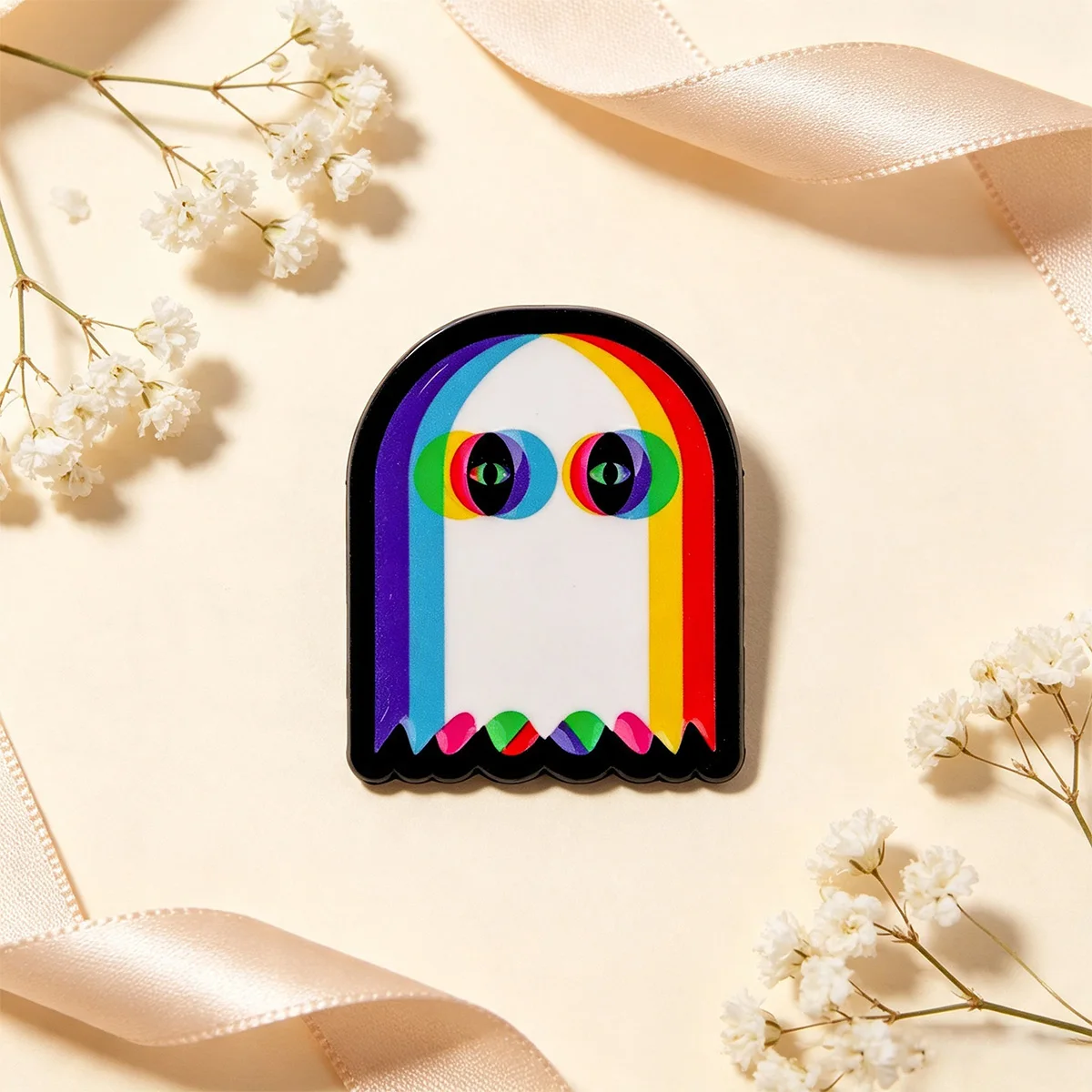 9-teiliges Set Coole Regenbogen-Geister-Emaille-Pins, Niedliche Cartoon-Broschen, Anstecknadeln für Rucksäcke, Accessoires, Schmuck, Geschenke für Freunde – Detail 4