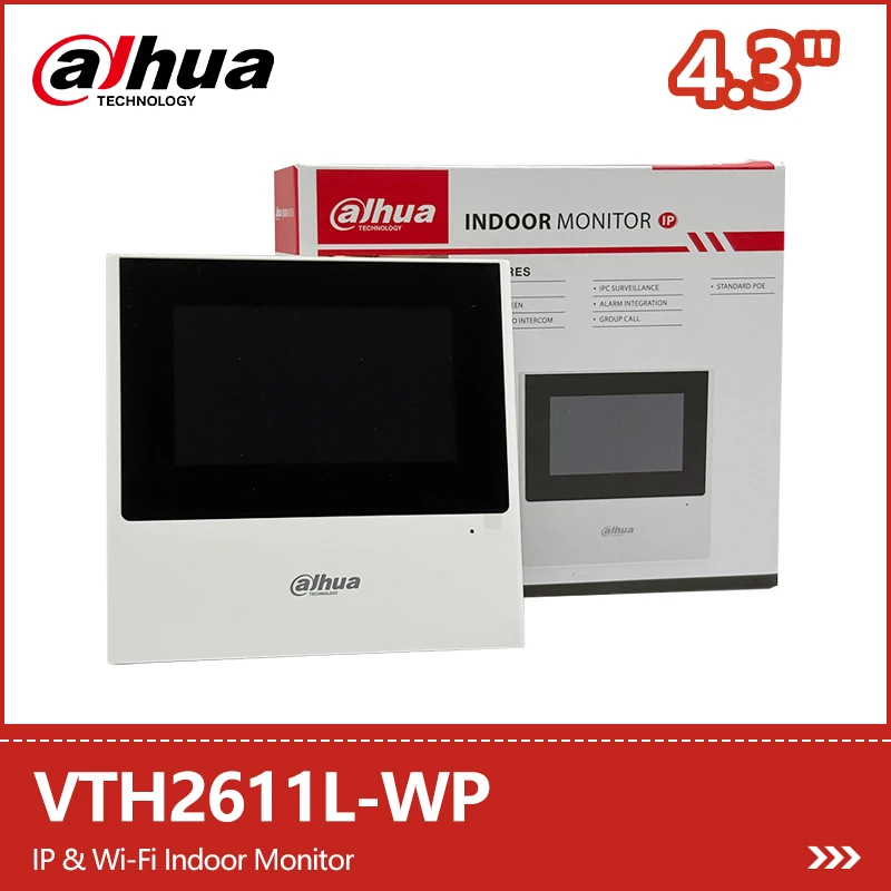 

Внутренний монитор Dahua 4,3 дюйма TFT IP и Wi-Fi VTH2611L-WP поддерживает управление дверью и лифтами PoE Умный домашний видеодомофон