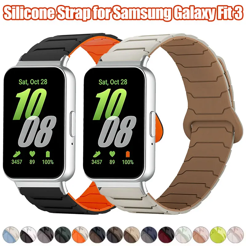 Magnetisches Armband für Samsung Galaxy Fit 3, Sport-Silikon-Uhr, Correa-Band für Samsung Galaxy Fit3, Zubehör, Herren- und Damenarmband