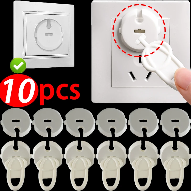 

1/10Pcs France Electrical Safety Socket Protective Covers Baby Anti-electric Shock Safe Protector Plug-in Outlet Guard Locks